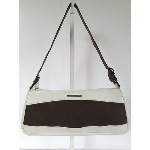 Gucci Handbags - Gucci Web Sherry Line Accessory Pouch Rare Brown Canvas White Leather 92820